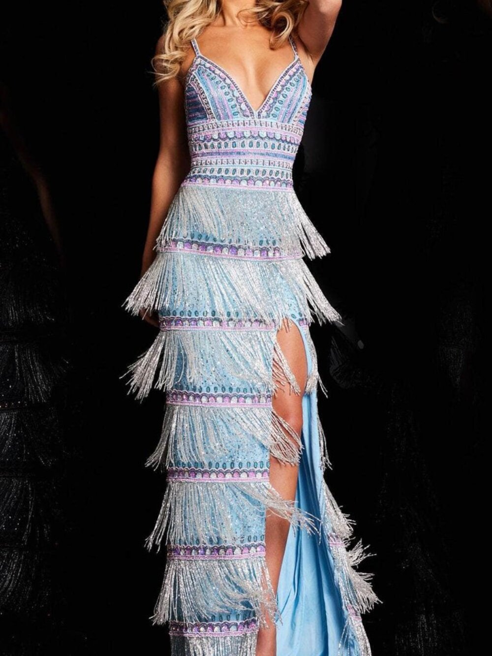 NWT Jovani 38846 Prom Beaded Gown Clearance Sale Light Blue Size 4
